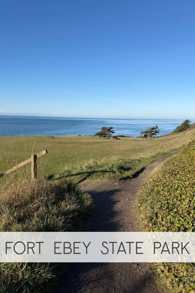 Fort Ebey State Park trail on Whidbey Island Trail with water views at Fort Ebey State Park on Whidbey Island