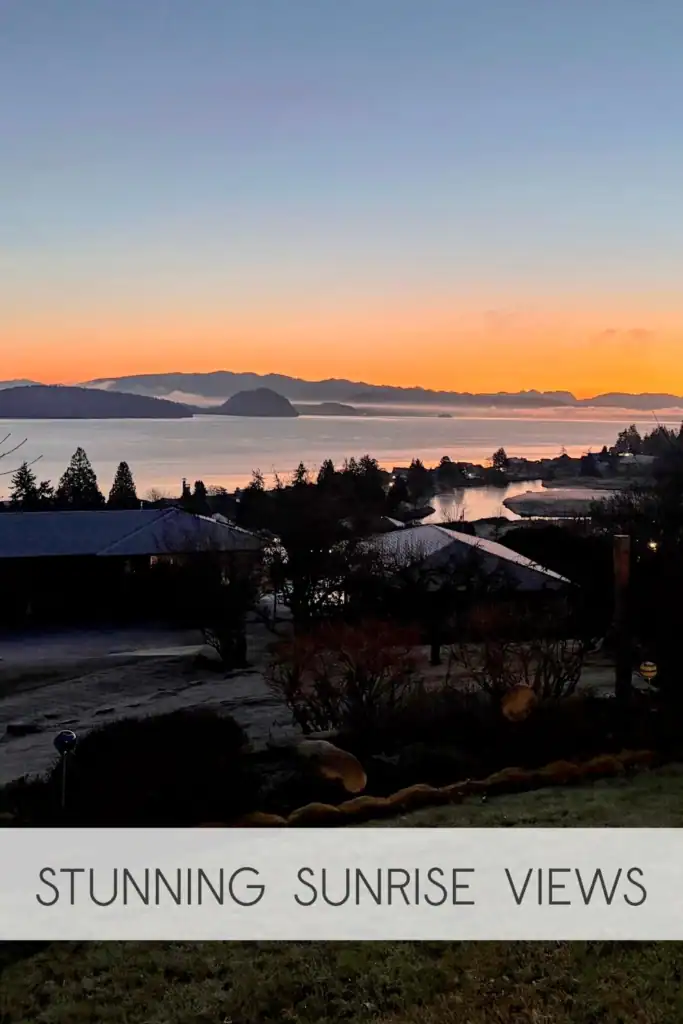 Whidbey Island vacation rental sunrise view Sunrise view over the water from a Whidbey Island vacation rental