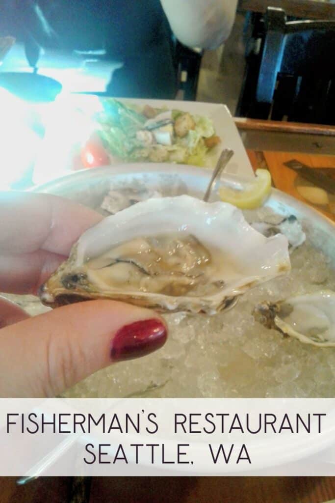 A fresh oyster in a half shell at Fisherman's Restaurant in Seattle, Washington