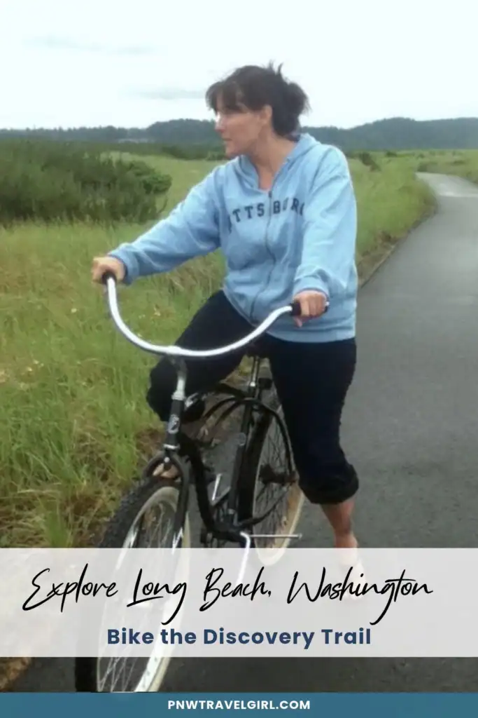 Woman riding a bike on the Discovery Trail in Long Beach, Washington
