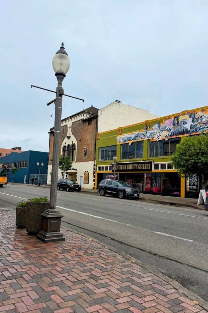 Historic downtown Aberdeen Washington Downtown street scene in Aberdeen Washington featuring historic buildings and the Kurt Cobain tribute gallery.