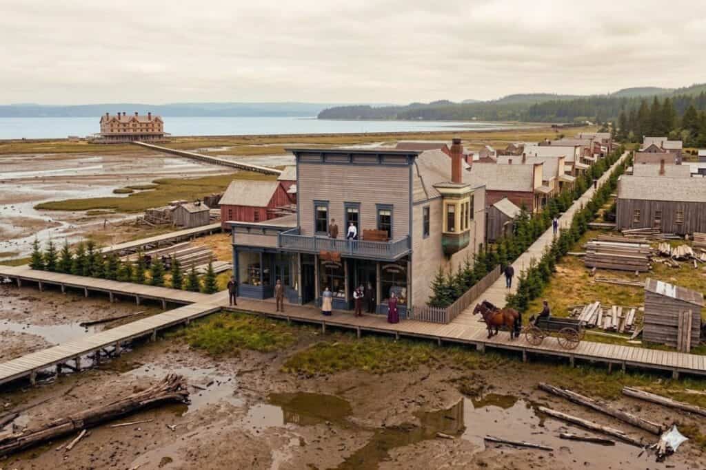 The Illusion of Ocosta-by-the-Sea, Washington (Circa 1891) Historical recreation of Ocosta-by-the-Sea boardwalk and McCandless Hotel Washington Coast 1891.
