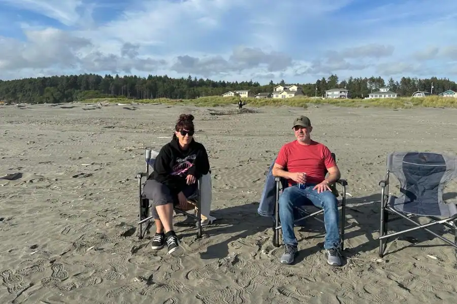Family relaxing on the beach in Moclips Washington