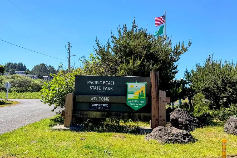 Pacific Beach State Park entrance sign in Pacific Beach, Washington